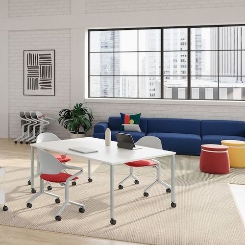 Contemporary classroom table - OE1 - Herman Miller - melamine / metal base / rectangular
