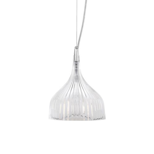 Pendant lamp - E' - Kartell - chromed metal / polycarbonate / contemporary