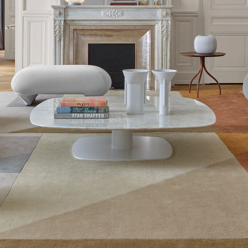 Original coffee table - ALSTER - Ligne Roset - walnut / marble / lacquered metal steel base