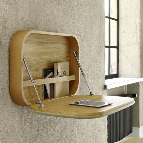 Contemporary secretary desk - NUBO - Ligne Roset - oak / fabric / with storage