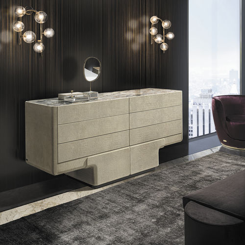 Contemporary chest of drawers - DO  - LONGHI S.p.a. - leather / marble / fiberglass