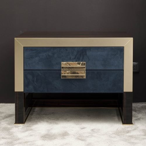 Contemporary bedside table - ORWELL - LONGHI S.p.a. - glossy lacquered wood / maple / ebony