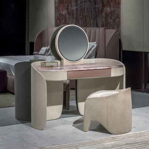 Contemporary dressing table - ZELDA - LONGHI S.p.a. - metal / leather / marble