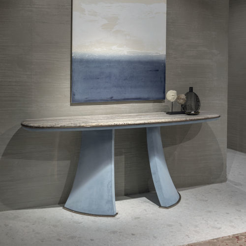 Contemporary sideboard table - DAMIEN - LONGHI S.p.a. - marble / leather base / home