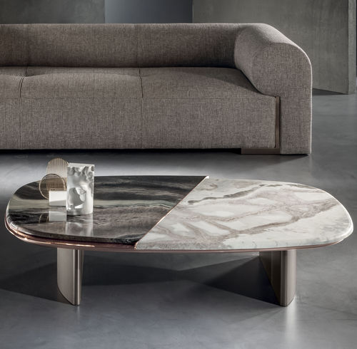 Contemporary coffee table - SLIDE - LONGHI S.p.a. - metal / marble / bronze base