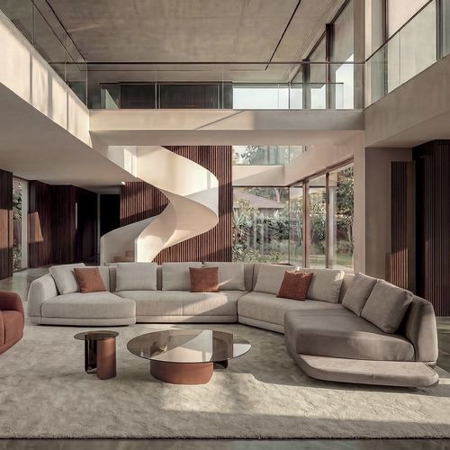 Corner sofa - BLAKE - LONGHI S.p.a. - contemporary / fabric / leather