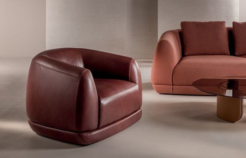 Contemporary armchair - Ivy - LONGHI S.p.a. - fabric / leather / polyurethane foam