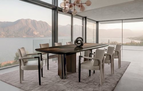 Modern dining chair - Celine - LONGHI S.p.a. - for indoor use / leather / plywood