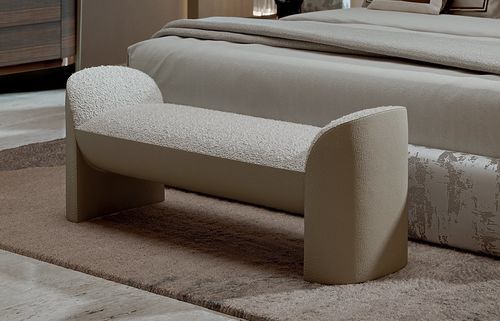 Contemporary upholstered bench - Myra - LONGHI S.p.a. - polyurethane foam / leather / fabric