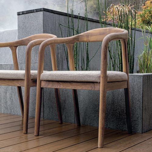 Contemporary garden chair - DUNA - LONGHI S.p.a. - for outdoor use / iroko / wooden base