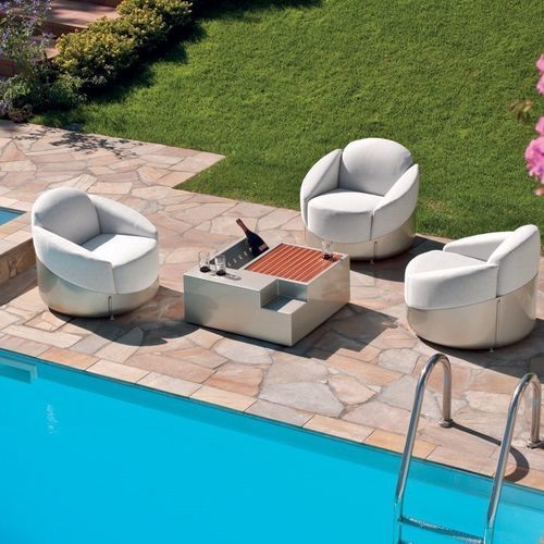 Modern armchair - ASTREA - LONGHI S.p.a. - polyurethane foam / fabric / fiberglass