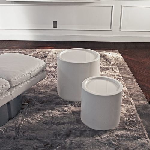 Modern bistro table - ROADSTER - LONGHI S.p.a. - fiberglass / round / with storage compartment