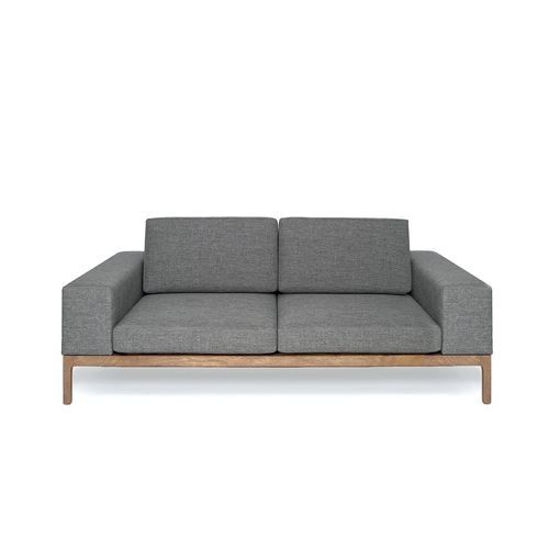 Contemporary sofa - GARDEN - LONGHI S.p.a. - for outdoor use / water-repellent fabric / wooden