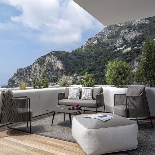 Contemporary sofa - URBAN - LONGHI S.p.a. - outdoor / water-repellent fabric / synthetic fiber