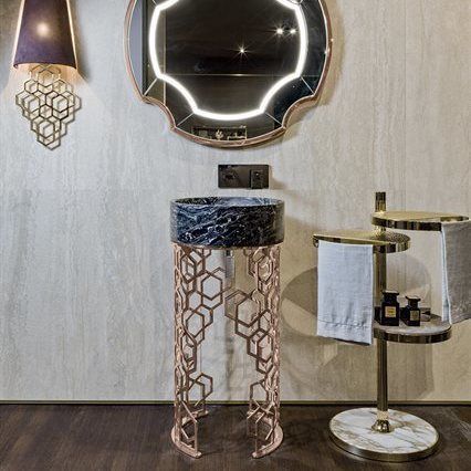Free-standing washbasin - JACQUELINE - LONGHI S.p.a. - metal / marble / with counter