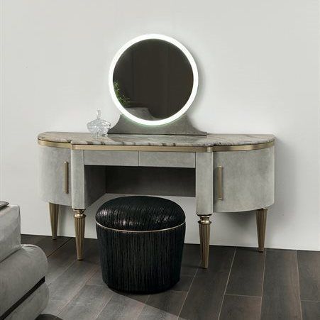 Modern dressing table - DAME - LONGHI S.p.a. - metal / leather / marble