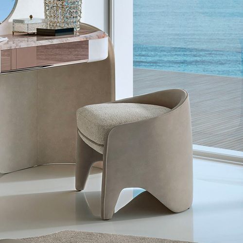 Wood makeup chair - NORA LOW - LONGHI S.p.a. - polyurethane / polyurethane foam / leather