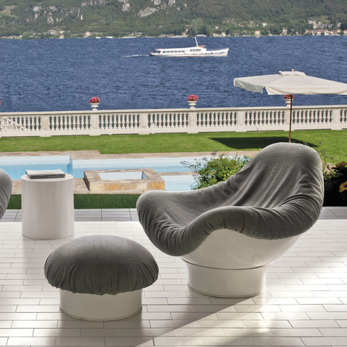 Original design armchair - RODICA  - LONGHI S.p.a. - fabric / leather / metal