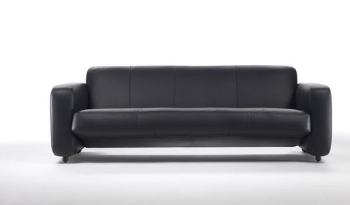 Contemporary sofa - CESARE - Meritalia - leather / black / 3-seater