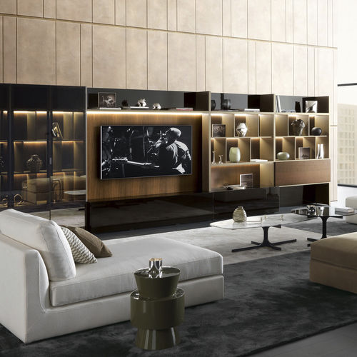 Contemporary living room wall unit CROSSING MisuraEmme SpA wooden / glass / with drawer