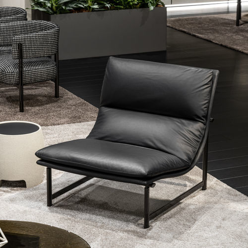 Contemporary armchair - BALTIMORA - MisuraEmme SpA - fabric / leather / metal