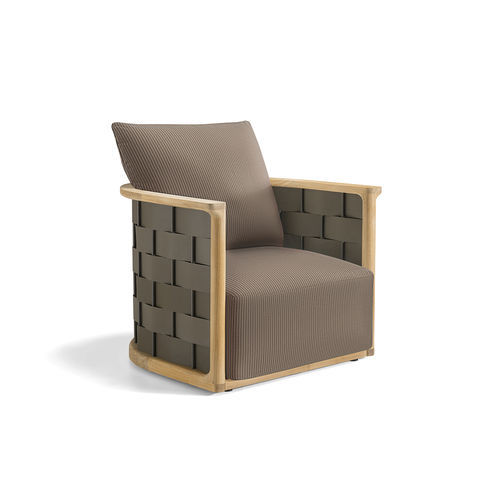 Contemporary armchair - PALINFRASCA - Molteni&C - fabric / polyurethane / teak