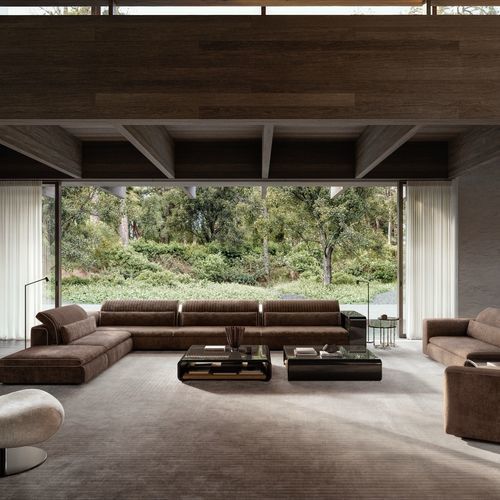 Contemporary rug - INFRA - Molteni&C - striped / wool / velvet