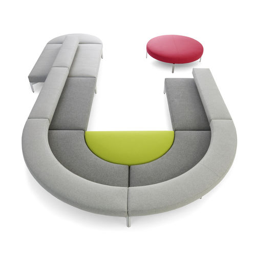Modular upholstered bench - FREEFLOW - MOROSO - contemporary / fabric / lacquered aluminum base