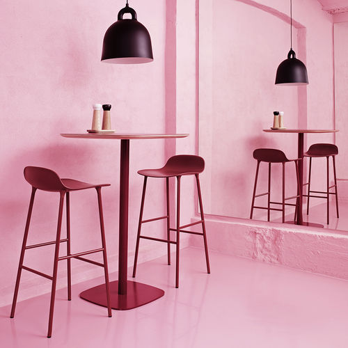 Contemporary bar stool - FORM - Normann Copenhagen - plastic / oak base / walnut base
