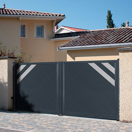 Swing gate - ANODIK : KOBAL - Horizal - sliding / aluminum / louvered