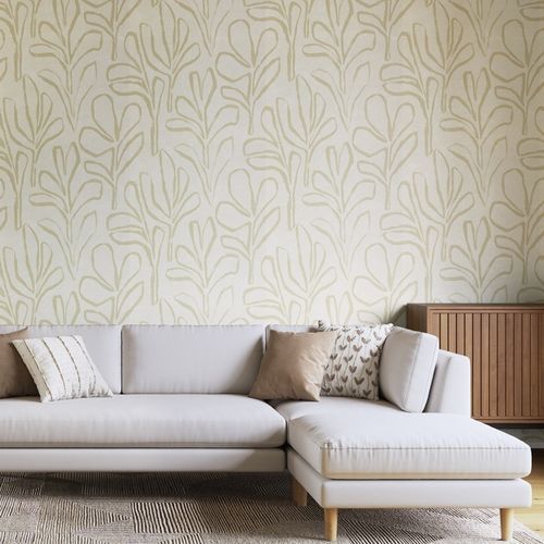Contemporary wallpaper - Sprig Silhouette - Phillip Jeffries - linen / cotton / vinyl