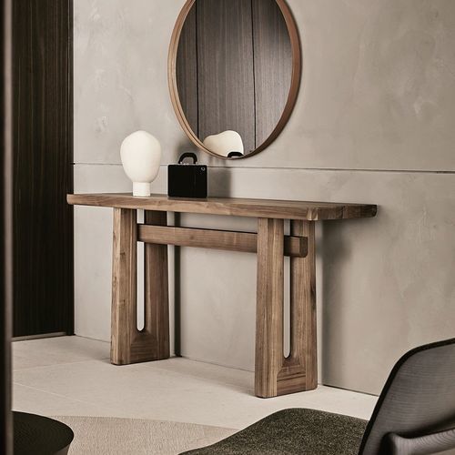 Contemporary sideboard table - NARA - Poliform - solid wood / solid wood base / rectangular
