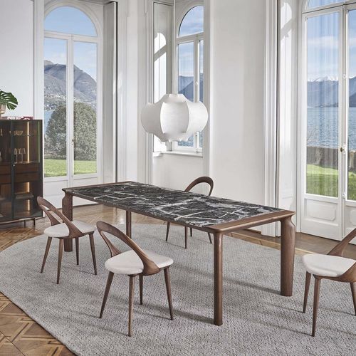 Contemporary dining table - AMPHORA - Porada - wooden / marble / walnut base