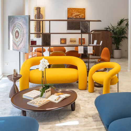 Contemporary sofa - TUBE - Rossi di Albizzate - fabric / leather