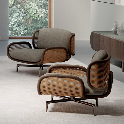 Contemporary armchair - Tulita - Rossi di Albizzate - fabric / wooden / rope