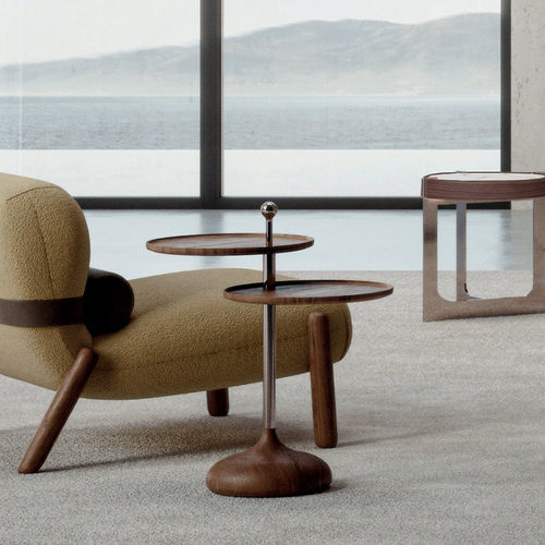 Contemporary side table - Trolly - Rossi di Albizzate - wooden / wooden base / round