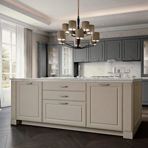Traditional kitchen island - GONZAGA - SCIC - wooden / stone / with handle