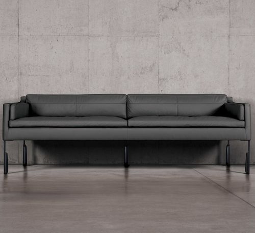 Contemporary sofa - ALTAI - Skram Furniture - leather / gray / orange