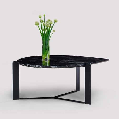 Contemporary coffee table - DROP  - Skram Furniture - marble / metal base / round