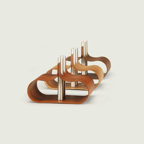 Original design vase - VIDALIA - Skram Furniture - wood veneer / aluminum