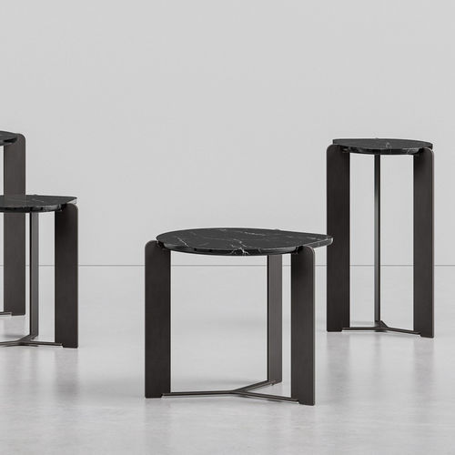 Contemporary side table - D03 - Skram Furniture - marble / metal base / home