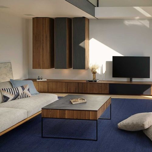 Contemporary coffee table - FILIGNO - TEAM 7 - solid wood / metal base / rectangular