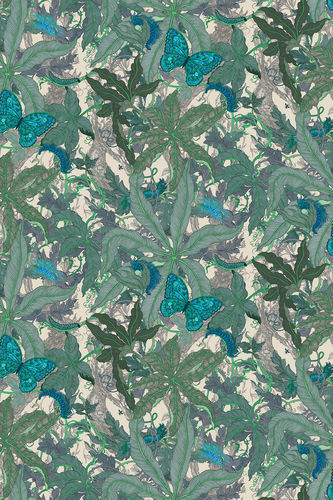 Contemporary wallpaper - Grandifolius Wallpaper - Timorous Beasties - nonwoven fabric / floral motif / animal motif