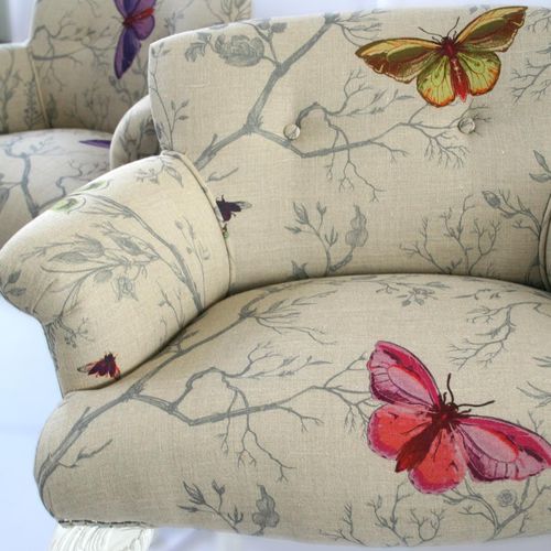 Upholstery fabric BUTTERFLIES Timorous Beasties animal motif / linen / nylon