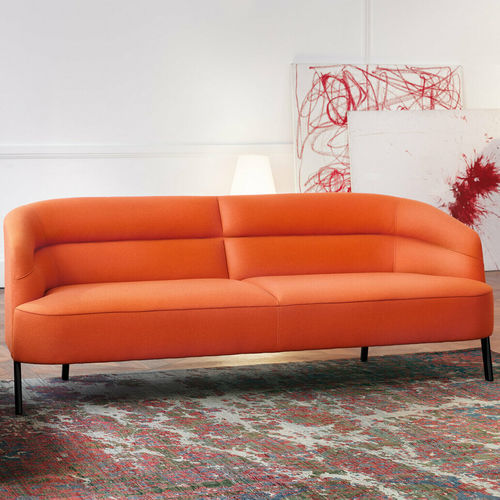 Contemporary sofa - Odeon  - Wittmann - fabric / leather / with armrests