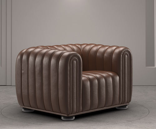 Contemporary armchair - Club 1910 - Wittmann - fabric / leather / wooden