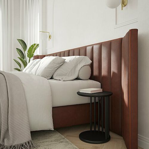 Double bed headboard Bryan Wittmann contemporary / leather / brown