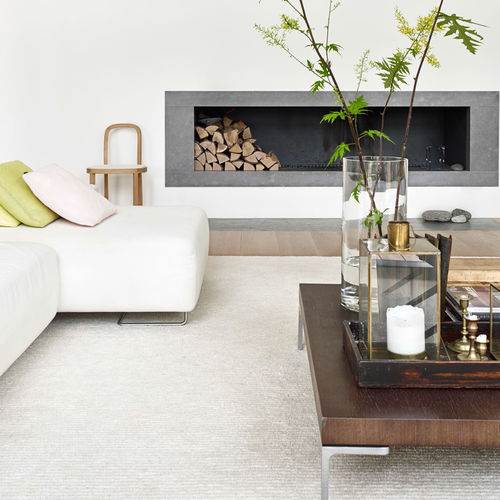 Contemporary rug - PATH - Woodnotes - plain / wool / linen