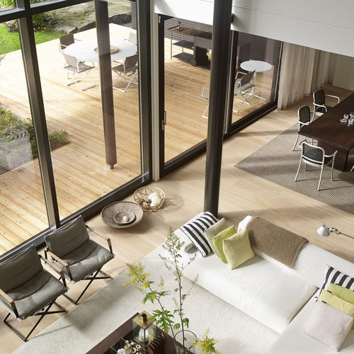 Contemporary rug - FIELD - Woodnotes - striped / paper yarn / rectangular