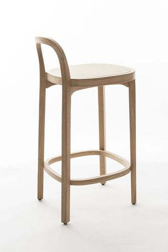 Contemporary bar chair - SIRO+ - Woodnotes - indoor / leather / wooden base